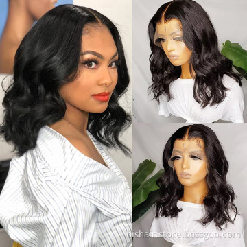Body Wave Short Bob 13x4 T Part Lace Front Wigs Brazilian Remy Human Hair Pre Plucked With Baby Hair Suitable for Black women